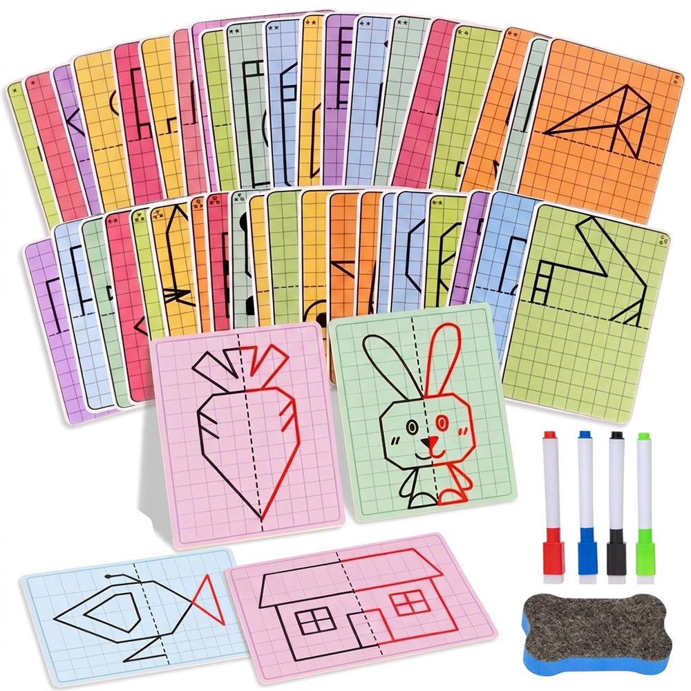 Kids Educational Workbooks - Brinquedo de Pintura Simétrica Quadriculada para