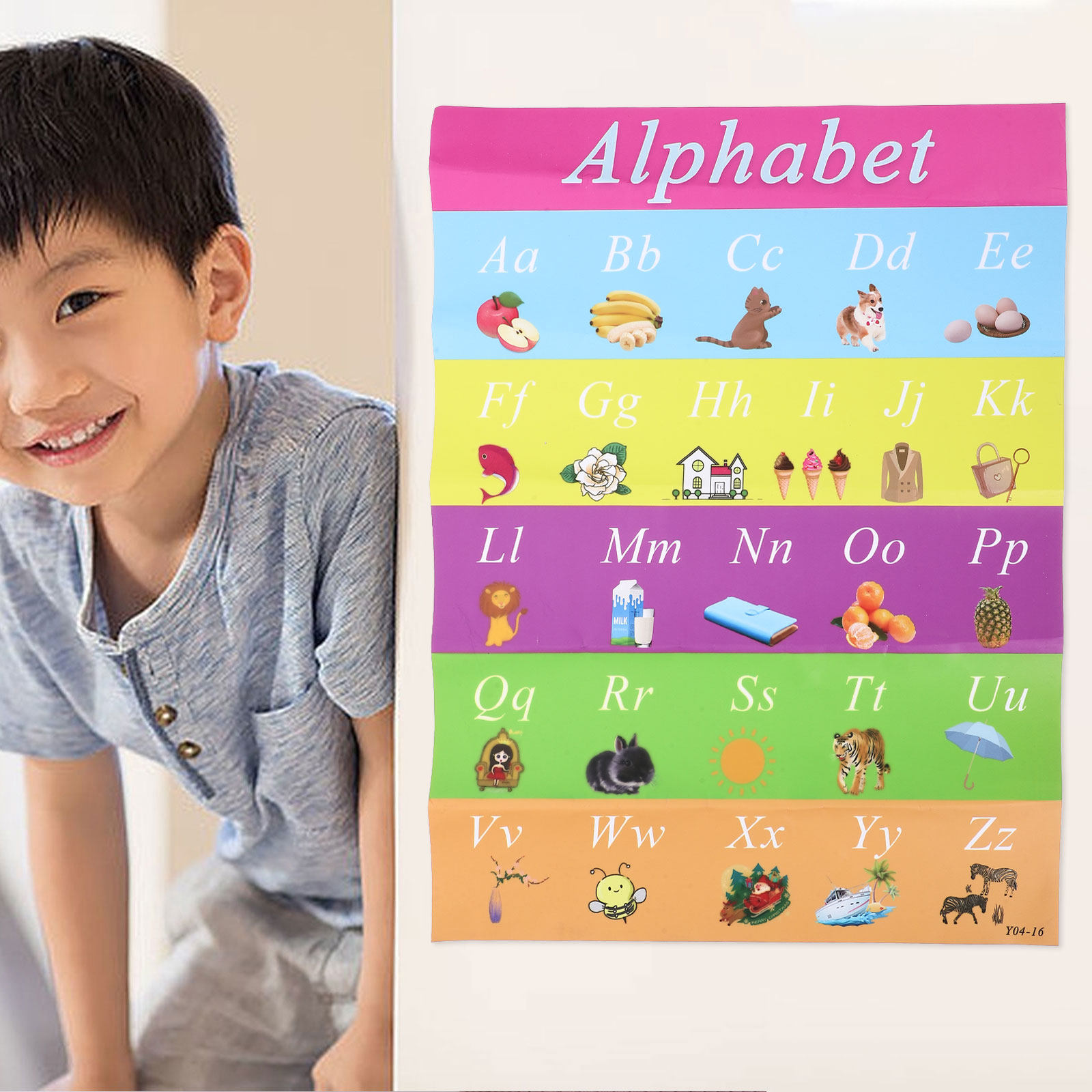 Kids Education Charts - Pôster Educativo Autoadesivo do Alfabeto para