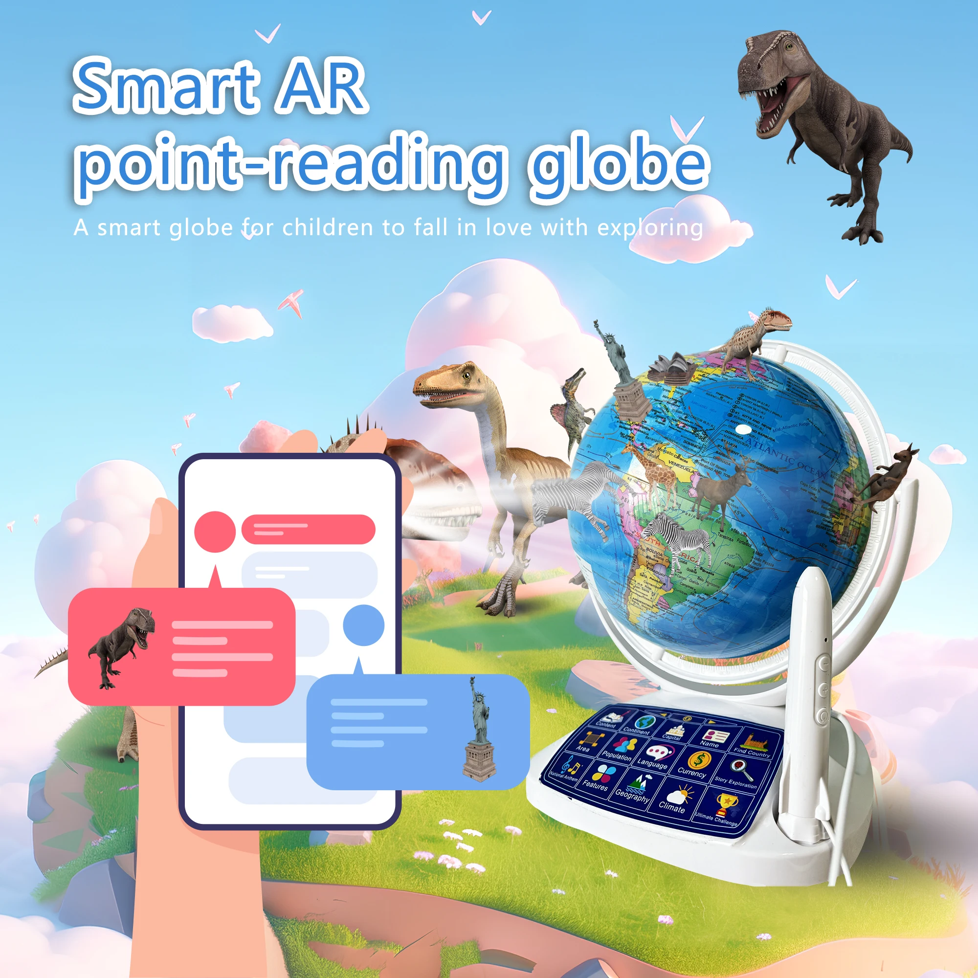 Globe Interactive Light - Globo Interativo AR para Crianças, Brinquedo