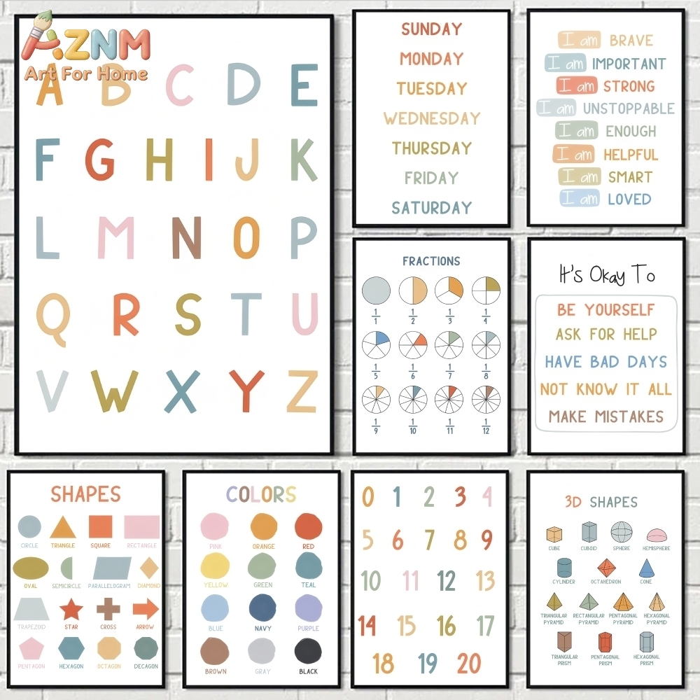 AZNM Quadro de Parede Educacio - Kids Education Number avaliação e preço