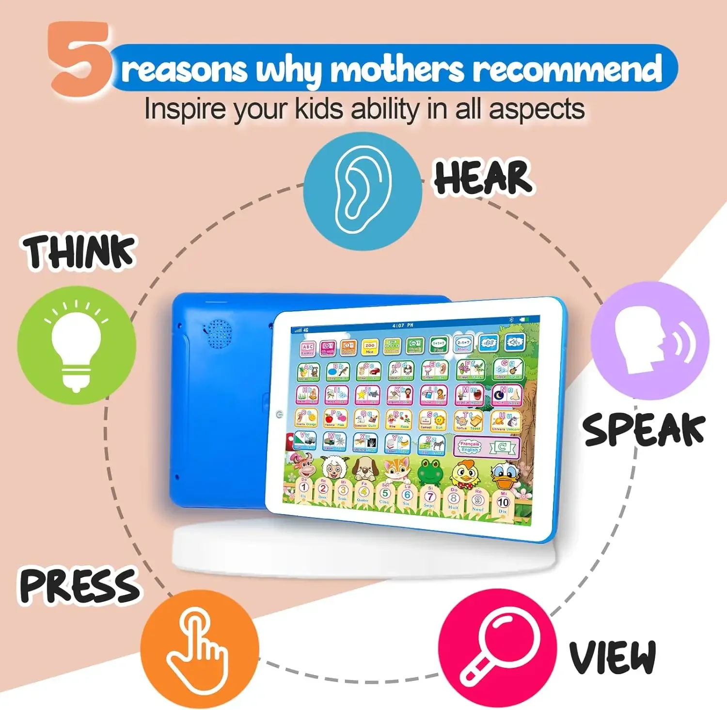 Francês inglês bilíngue aprend - Kids Education Tablet avaliação e preço