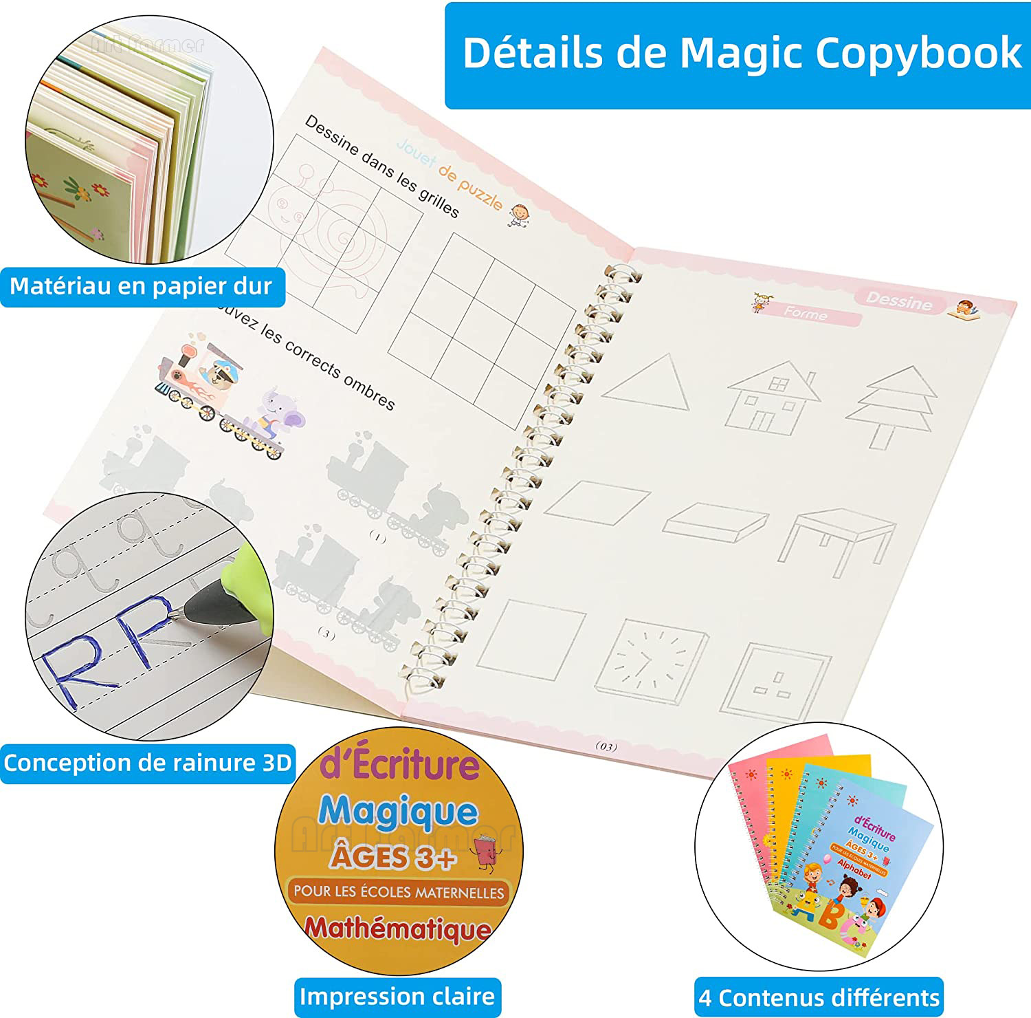 Livro mágico de cópia francesa - Kids Educational Workbooks avaliação e preço